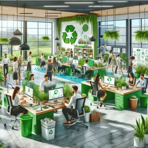 Groupe diversifié travaillant dans un bureau éco-responsable d'agence web